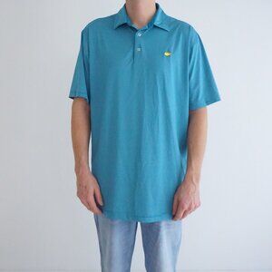 Masters Tech Blue Micro Stripe Golf Polo Augusta National Embroidered Logo Shirt